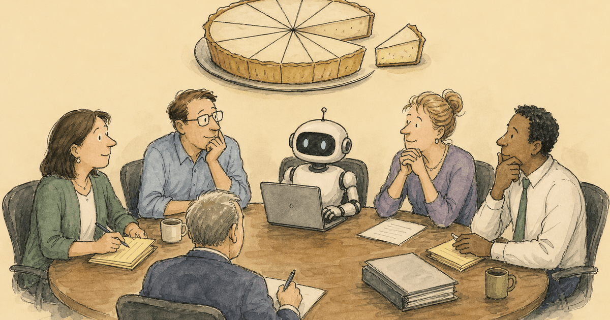 Watercolor editorial cartoon of an insurance agency owner hesitating over new AI tools while peers race ahead.