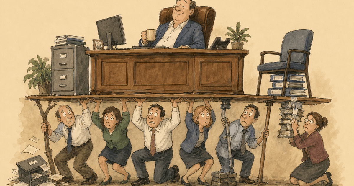 Watercolor editorial cartoon of an aging agency owner weighing a thin buyout offer for the business he built.
